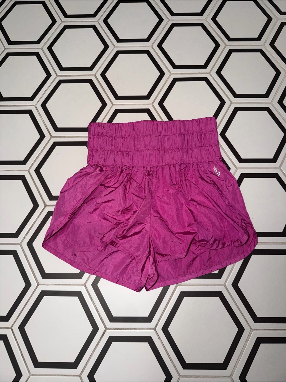 FP Movement by Free People High-Waist Ruched Magenta Shorts